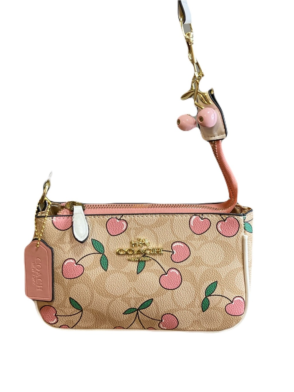 Coach Nolita 19 in Signature Canvas Heart Cherry Print CF400 with Charm NWT Rare